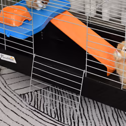 PawHut 89cm Small Animal Cage for Rabbit Guinea Pig w/ Food Dish Black - Additional view 7