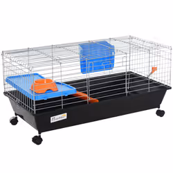PawHut 89cm Small Animal Cage for Rabbit Guinea Pig w/ Food Dish Black - Additional view 8