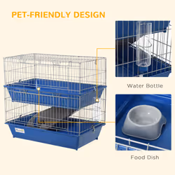 PawHut 2-Tier Small Animal Cage for Rabbit Ferret Chinchilla w/ Ramp Food Dish