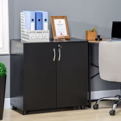 Vinsetto 2-Tier Locking Filing Cabinet Office Storage Cabinet, Black