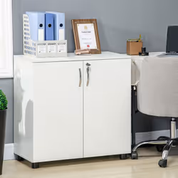 Vinsetto 2-Tier Locking Filing Cabinet Office Storage Cabinet, White