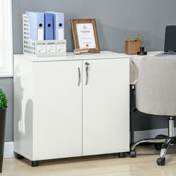 Vinsetto 2-Tier Locking Filing Cabinet Office Storage Cabinet, White