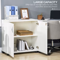 Vinsetto 2-Tier Locking Filing Cabinet Office Storage Cabinet, White