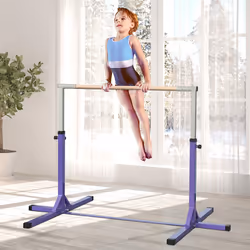 HOMCOM Adjustable Kids Gymnastics Bar Horizontal Training Steel Frame Purple