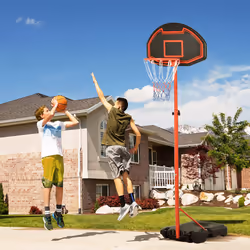 HOMCOM 200-250cm Adjustable Basketball Hoop Backboard w/ Wheels For Kids