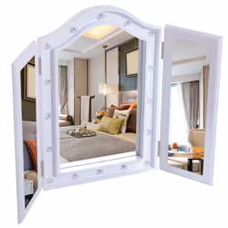 HOMCOM Lighted Tri-Fold Vanity Mirror Large Cosmetic Mirror w/ LED Lights White - Additional view 7