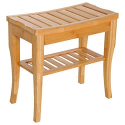 HOMCOM 45cm 2-Tier Slatted Shower Bench Storage Seat w/ 4 Legs Safe