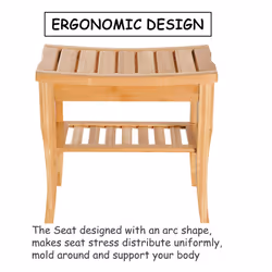 HOMCOM 45cm 2-Tier Slatted Shower Bench Storage Seat w/ 4 Legs Safe