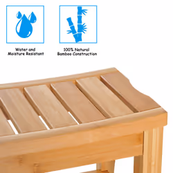 HOMCOM 45cm 2-Tier Slatted Shower Bench Storage Seat w/ 4 Legs Safe - Additional view 4