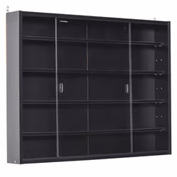 HOMCOM 5-Tier Wall Display Shelf Cabinet with Slide Doors Black