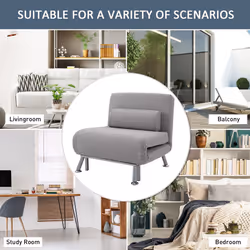 HOMCOM Folding 5 Position Convertible Sleeper Chair Sofa Bed Grey Silver - Additional view 10