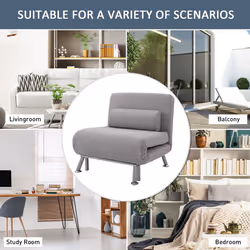 HOMCOM Folding 5 Position Convertible Sleeper Chair Sofa Bed Grey Silver