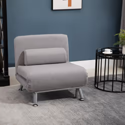 HOMCOM Folding 5 Position Convertible Sleeper Chair Sofa Bed Grey Silver - Additional view 7