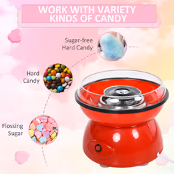 HOMCOM 450W Electric Candyfloss Machine Kit Non-Stick Children Adult Party Red