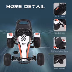 HOMCOM Child's Racing-Style Pedal Go Kart w/ Brake Gears Steering Wheel Seat