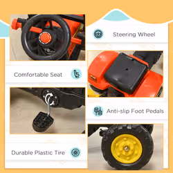 HOMCOM Pedal Powered Tractor Ride-On Car w/ Moving Bucket Steering Wheel 3-6 Yrs