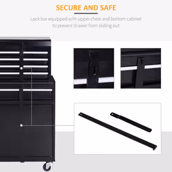 DURHAND 2 in 1 Metal Tool Cabinet Storage Box Cabinet 5 Drawers Pegboard Chest
