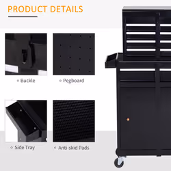 DURHAND 2 in 1 Metal Tool Cabinet Storage Box Cabinet 5 Drawers Pegboard Chest - Additional view 4