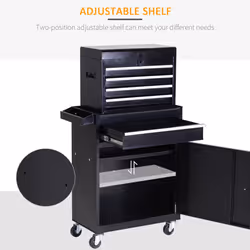 DURHAND 2 in 1 Metal Tool Cabinet Storage Box Cabinet 5 Drawers Pegboard Chest - Additional view 6