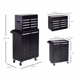 DURHAND 2 in 1 Metal Tool Cabinet Storage Box Cabinet 5 Drawers Pegboard Chest - Additional view 7
