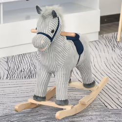 HOMCOM Children's Rocking Horse Ride-On Sound Wood Base Handlebars 36-72 Months