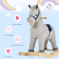 HOMCOM Children's Rocking Horse Ride-On Sound Wood Base Handlebars 36-72 Months - Additional view 6