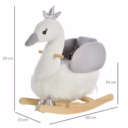 HOMCOM Cute Kids Ride-On Rocking Swan w/ Sound Handlebars Seat Belt Plush Body