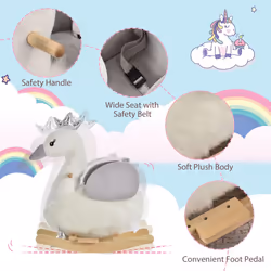 HOMCOM Cute Kids Ride-On Rocking Swan w/ Sound Handlebars Seat Belt Plush Body