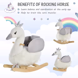 HOMCOM Cute Kids Ride-On Rocking Swan w/ Sound Handlebars Seat Belt Plush Body - Additional view 4