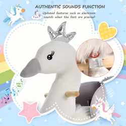 HOMCOM Cute Kids Ride-On Rocking Swan w/ Sound Handlebars Seat Belt Plush Body - Additional view 5