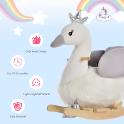 HOMCOM Cute Kids Ride-On Rocking Swan w/ Sound Handlebars Seat Belt Plush Body - Additional view 6