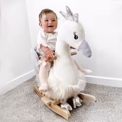 HOMCOM Cute Kids Ride-On Rocking Swan w/ Sound Handlebars Seat Belt Plush Body - Additional view 7