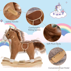 HOMCOM Kids Plush Rocking Horse w/ Moving Mouth Tail Sounds 18-36 Months Brown - Additional view 5