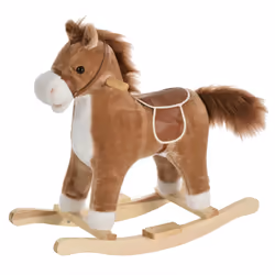 HOMCOM Kids Plush Rocking Horse w/ Moving Mouth Tail Sounds 18-36 Months Brown - Additional view 8