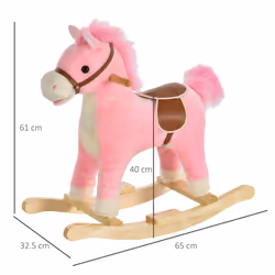 HOMCOM Kids Plush Rocking Horse w/ Moving Mouth Tail Sounds 18-36 Months Pink