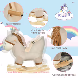 HOMCOM Cute Kids Ride-On Rocking Donkey w/ Sound Handlebars Seat Belt Plush Body