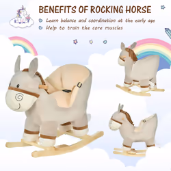 HOMCOM Cute Kids Ride-On Rocking Donkey w/ Sound Handlebars Seat Belt Plush Body - Additional view 4