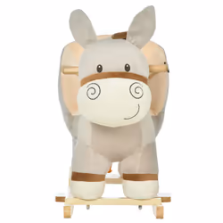 HOMCOM Cute Kids Ride-On Rocking Donkey w/ Sound Handlebars Seat Belt Plush Body - Additional view 6