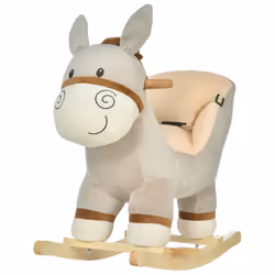 HOMCOM Cute Kids Ride-On Rocking Donkey w/ Sound Handlebars Seat Belt Plush Body - Additional view 8