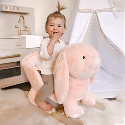HOMCOM Cute Kids Ride-On Rocking Rabbit w/ Sound Handlebars Seat Belt Plush Body