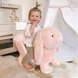 HOMCOM Cute Kids Ride-On Rocking Rabbit w/ Sound Handlebars Seat Belt Plush Body