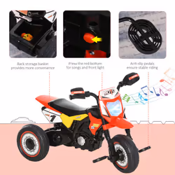 HOMCOM Toddler Pedal Tricycle Ride-On Learning Music Lights 18-36 Months Red