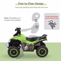 HOMCOM No Power Quad Toddler Ride on Car Foot-to-Floor Sliding Green