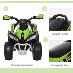 HOMCOM No Power Quad Toddler Ride on Car Foot-to-Floor Sliding Green - Additional view 4