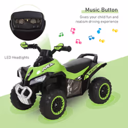 HOMCOM No Power Quad Toddler Ride on Car Foot-to-Floor Sliding Green - Additional view 5