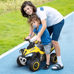 HOMCOM No Power Quad Toddler Ride on Car Foot-to-Floor Sliding Yellow