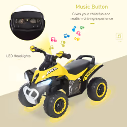 HOMCOM No Power Quad Toddler Ride on Car Foot-to-Floor Sliding Yellow