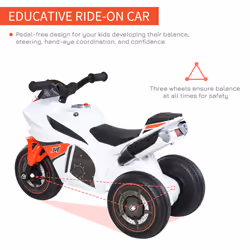 HOMCOM Kids Ride-On Police Bike 3-Wheel Vehicle w/ Music Lights 18-36 Mths
