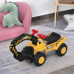 HOMCOM 3 in 1 Kids Ride-On Tractor Excavator w/ Storage Basketball Hoop