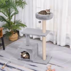 Pawhut Cat Tree for Indoor Cats Kitten Tower W/ Scratching Posts Bed House Grey